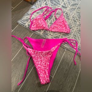 New Pink Leopard Print Bikini Set